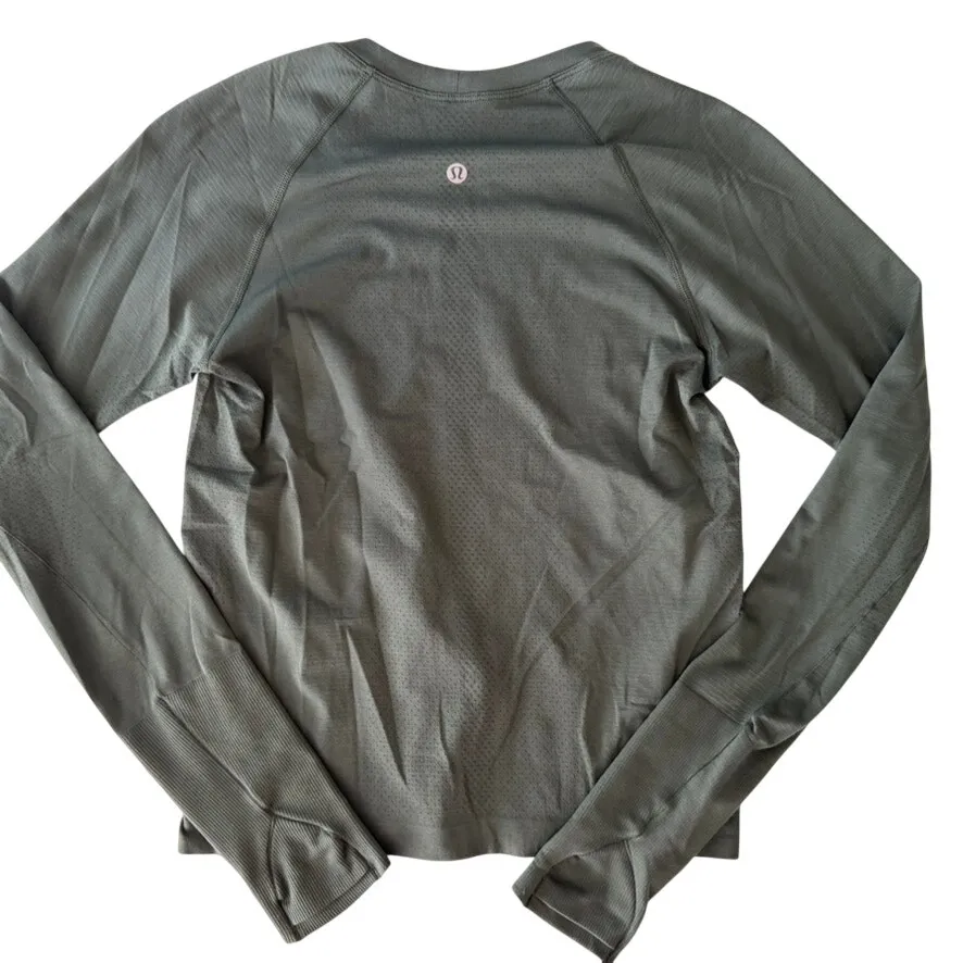 Lululemon Swiftly Tech Long Sleeve Shirt 2.0 Race Length Green Twill Size 6 - Image 5