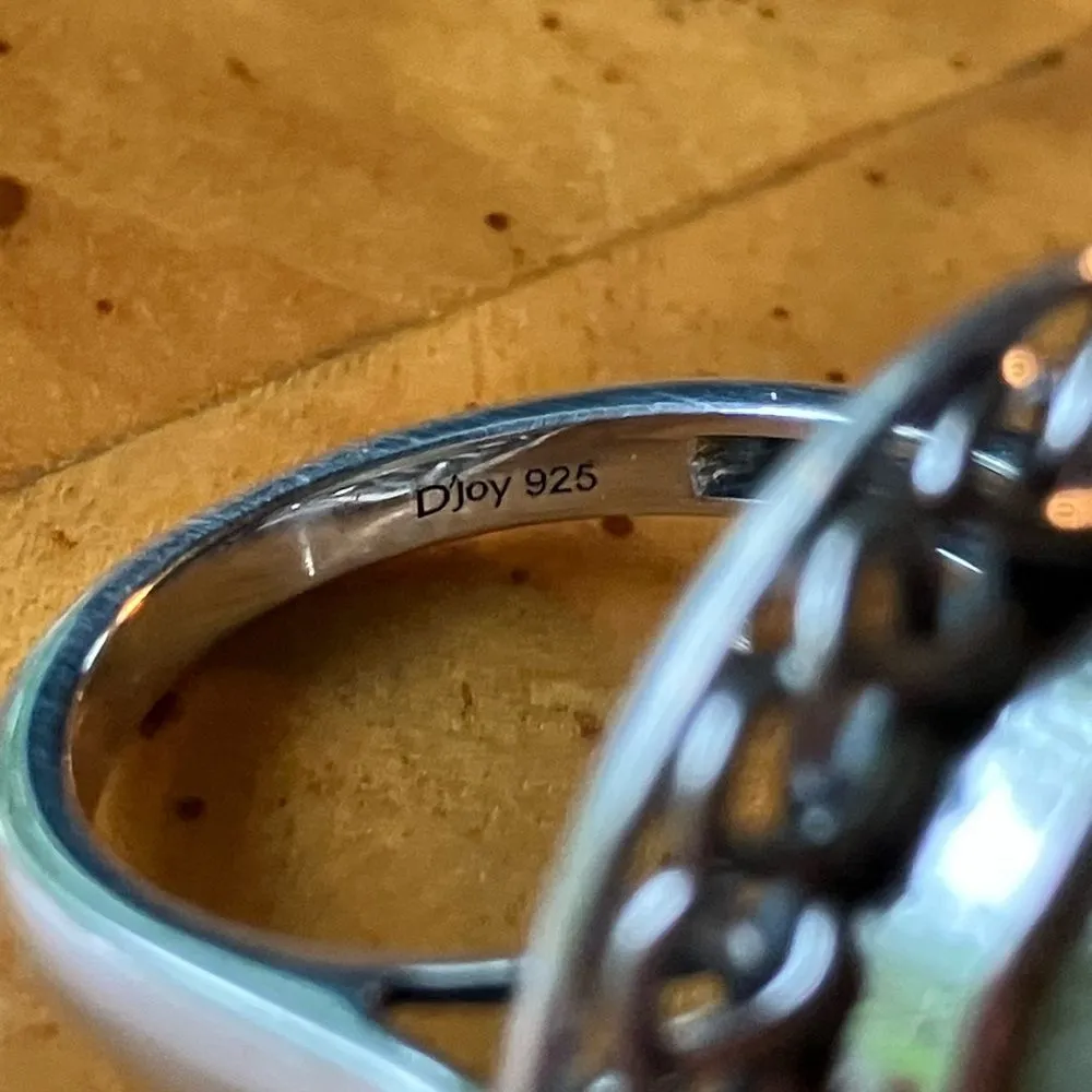 Natural Connemara Marble Sterling Silver Cocktail Ring Size 8 Green - Image 6