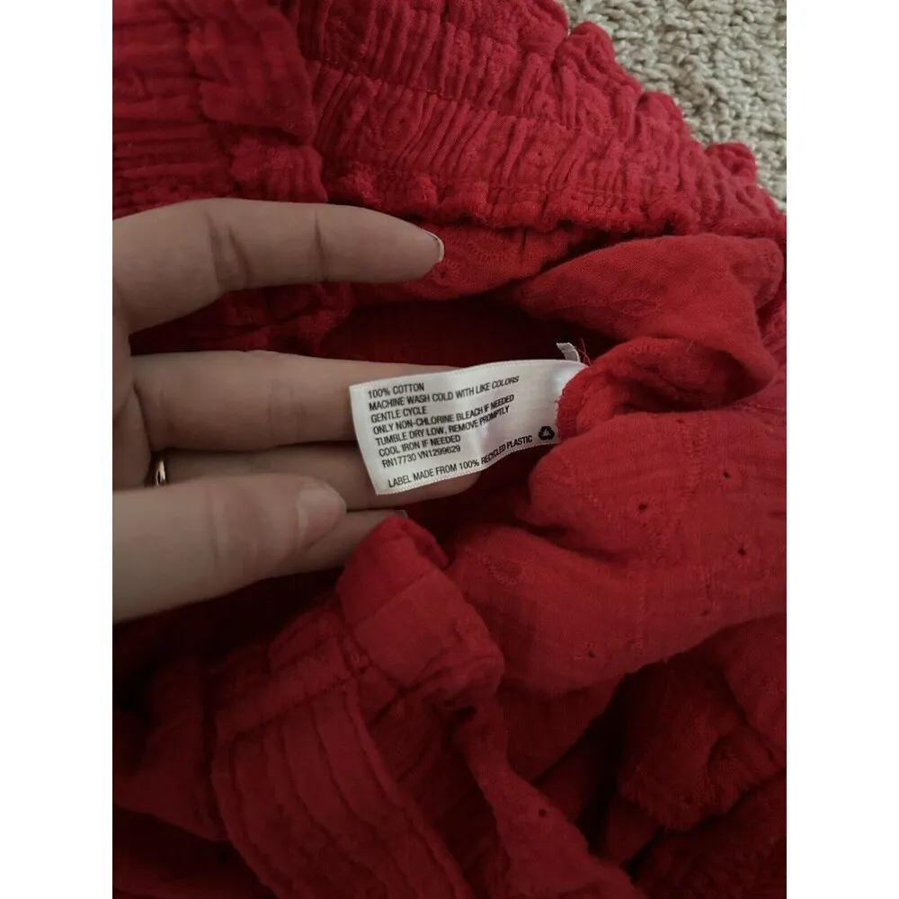 Knox Rose Red Boho Floral Eyelet Embroidered Paper Bag Belted Shorts Size Large - Image 8