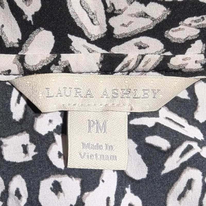 Vtg Y2K Laura Ashley Black White Metallic Leopard Print Zip Up Track Jacket P M Size undefined - Image 4