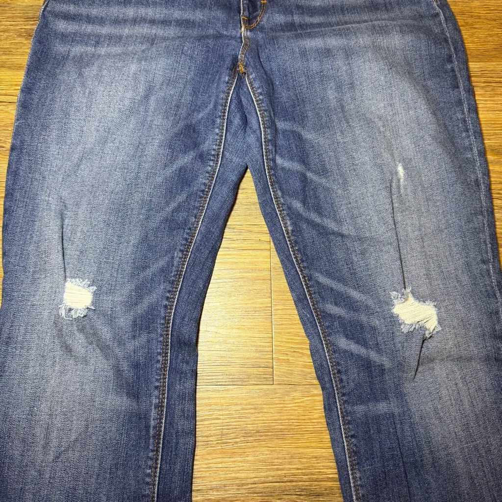 NWOT White House Black Market Skimmer Dark Blue Skinny Jeans Distressed Size 10 - Image 8