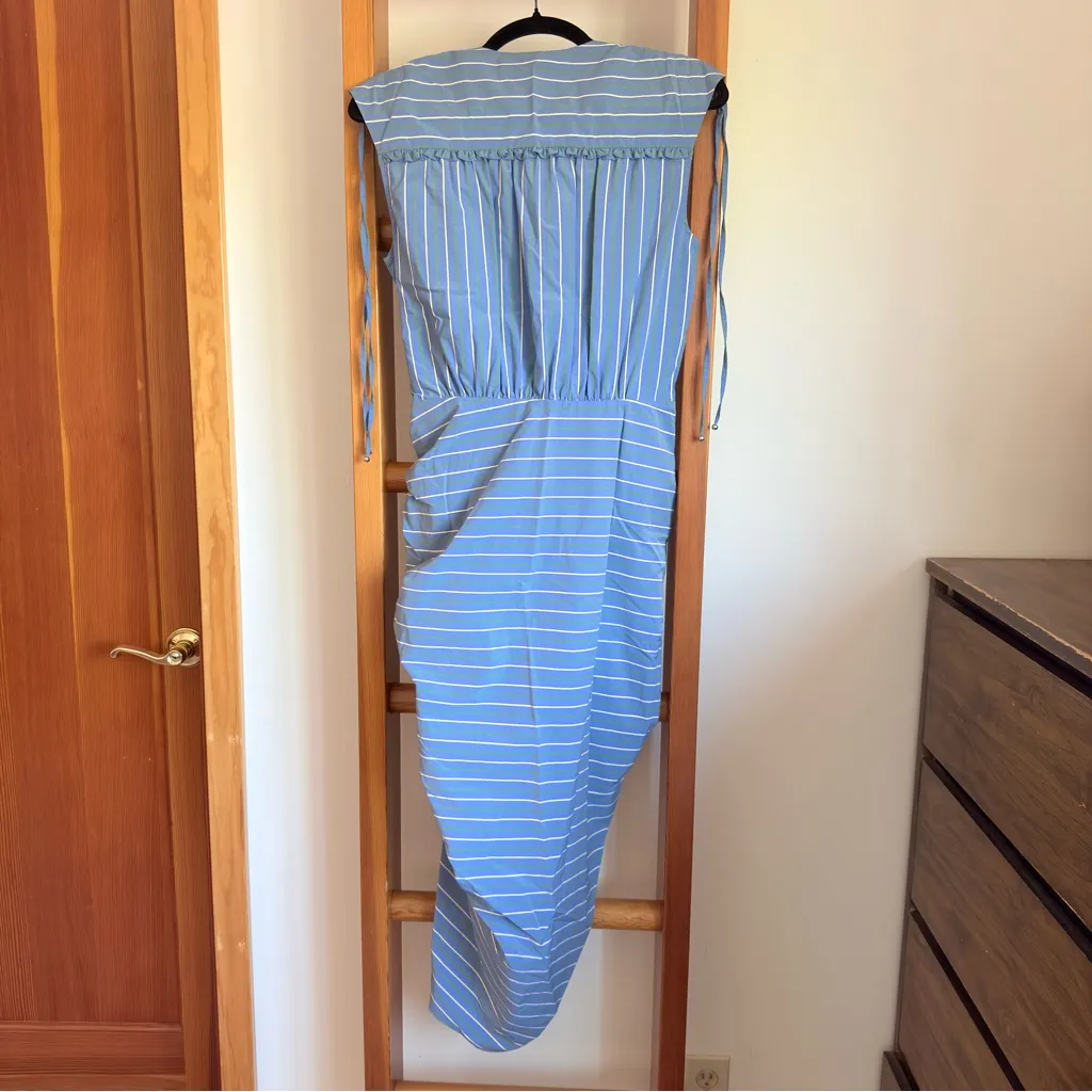 Veronica Beard Blue Teagan Striped Sleeveless Midi Dress Women US2 NWT - Image 4