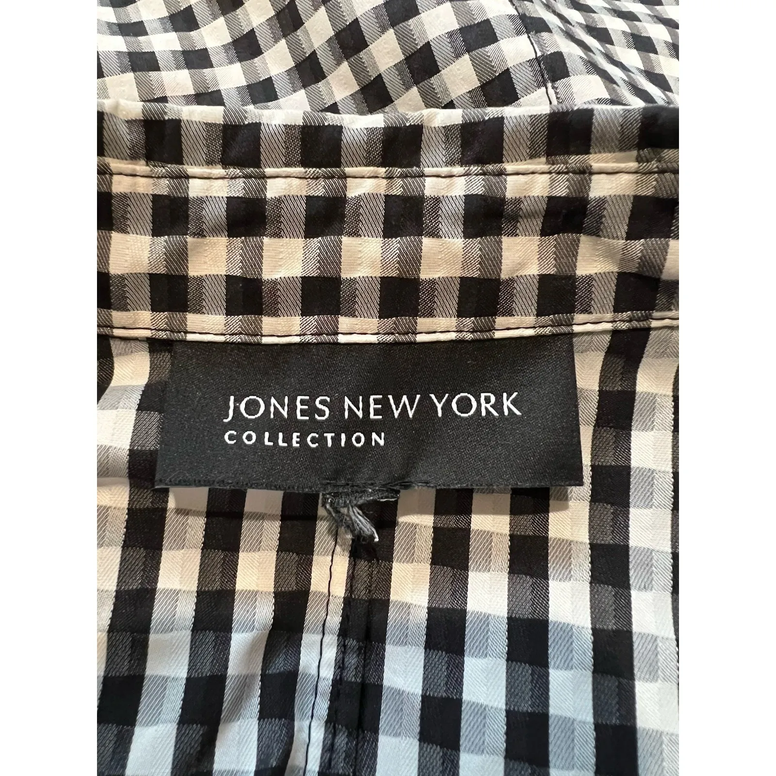 Jones New York Women's Gingham Shirt Jacket Size XL Black & White Country Preppy - Image 7