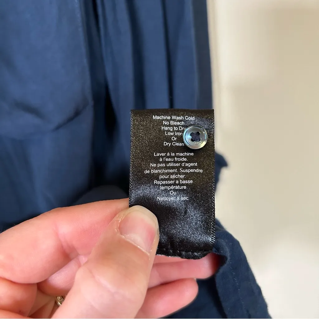 Babaton  Women's Button Down Pullover Sheer Blouse Navy Medium‎ - Image 6