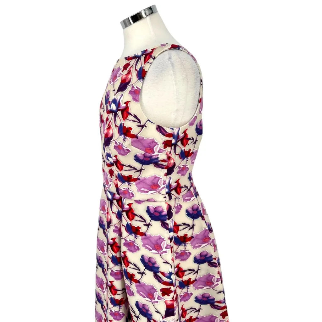 Rickie Freeman Teri Jon Floral Midi Dress Sleeveless Multicolor Size 14 White - Image 5