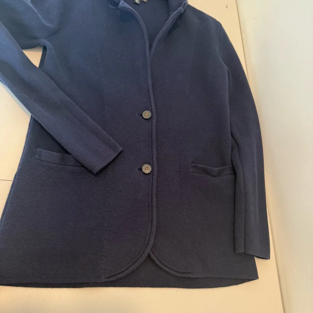 J.CREW MERCANTILE navy Cotton Knit Blazer Jacket XS Cardigan Blue - Image 8