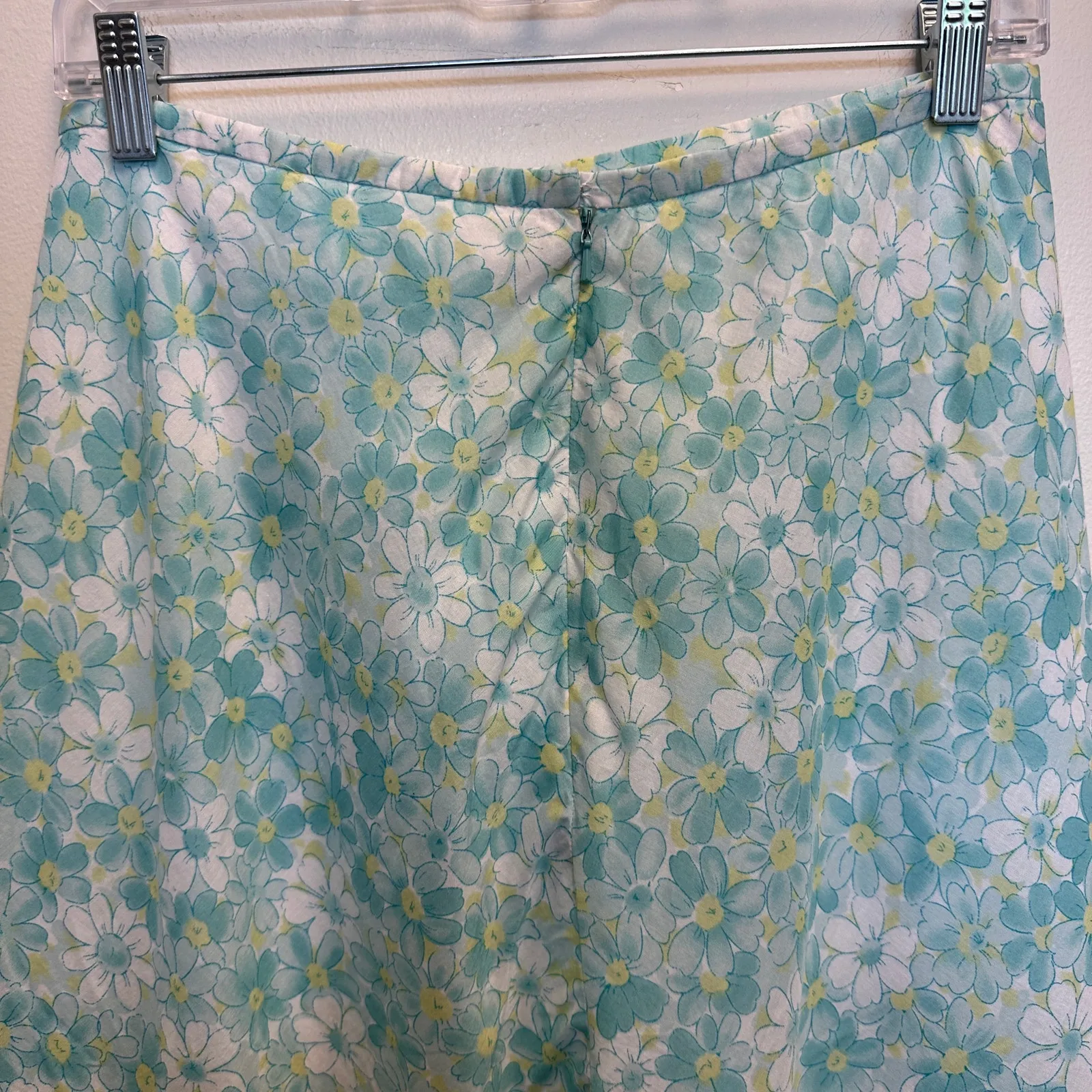 Tyler Boe Aqua Daisy Floral Midi Skirt Cottage Fairy Coastal Granddaughter Sz 8 Blue - Image 6