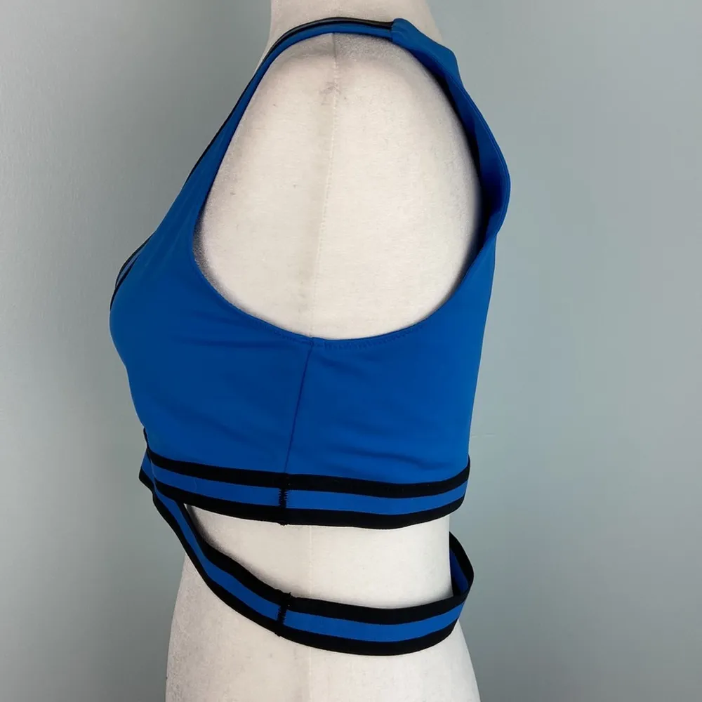 SOLID & STRIPED SPORT Freestyle Deep V Elastic Band Bra in Sapphire/Black Size L - Image 7
