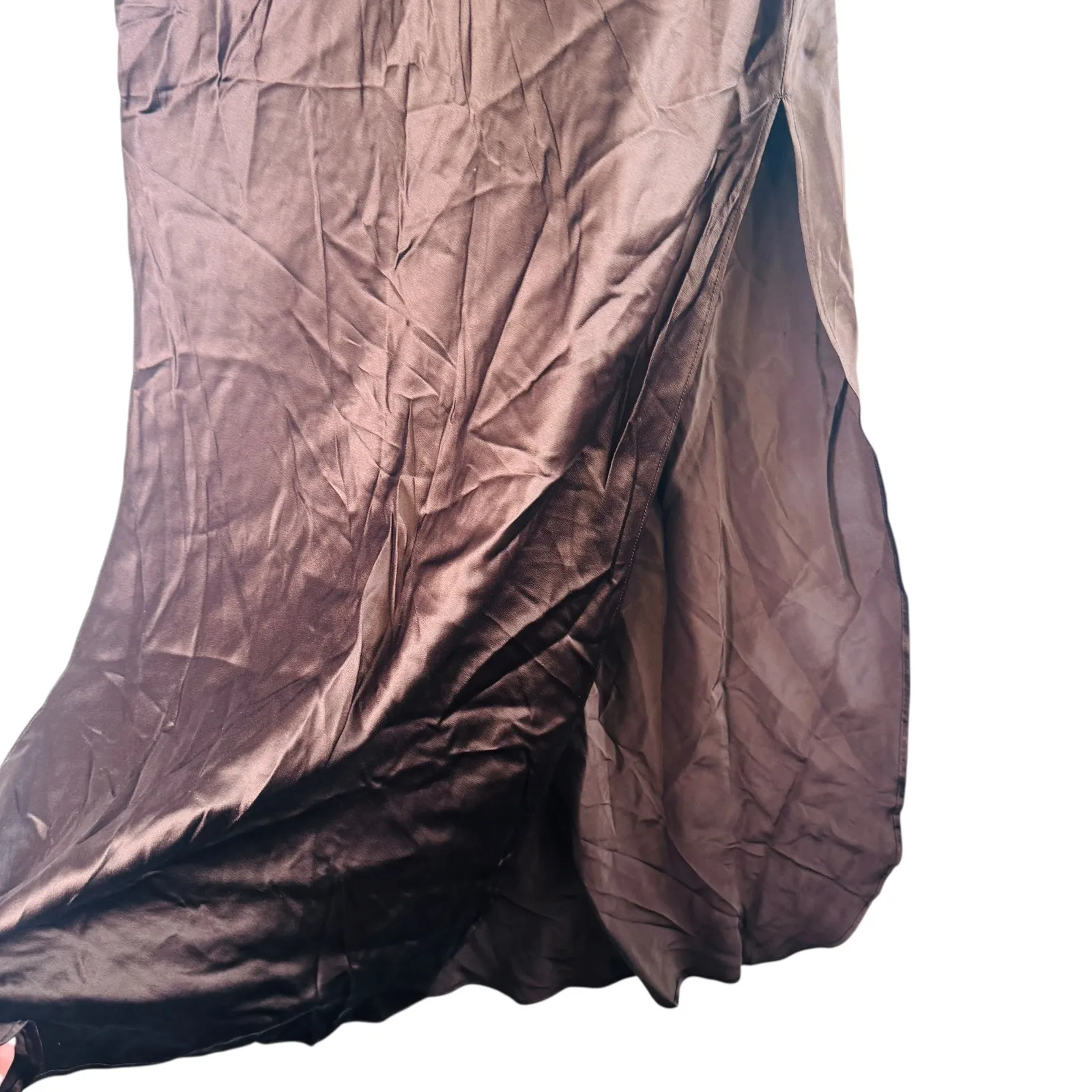 Banana Republic Dreamer Silk Maxi Skirt XS Chocolate Brown Bias Elegant Slip - Image 9