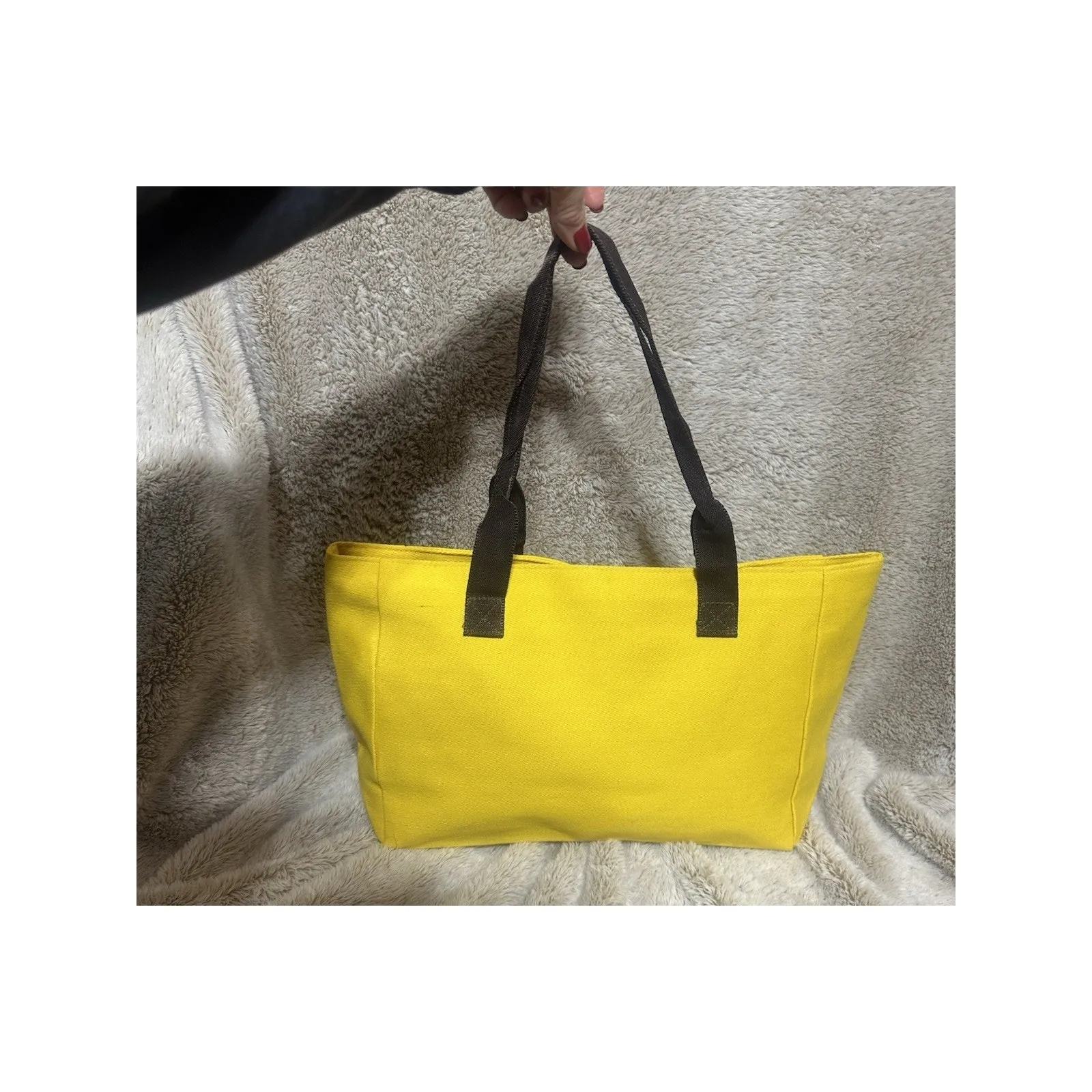 Abercrombie & Fitch Tote Bag Yellow & Brown Canvas Cotton Logo Moose Embroidery - Image 3