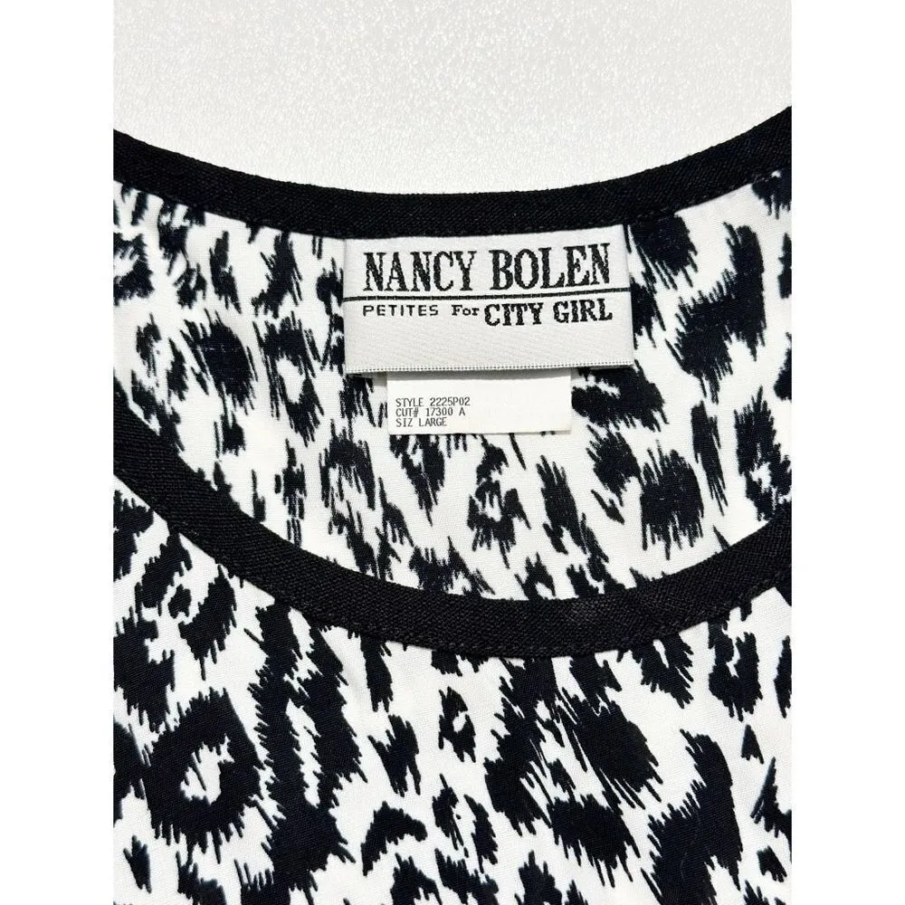 Nancy Bolen‎ Women's Animal Print Sleeveless Tank Top Petite Large Black & White Black Size undefined - Image 2