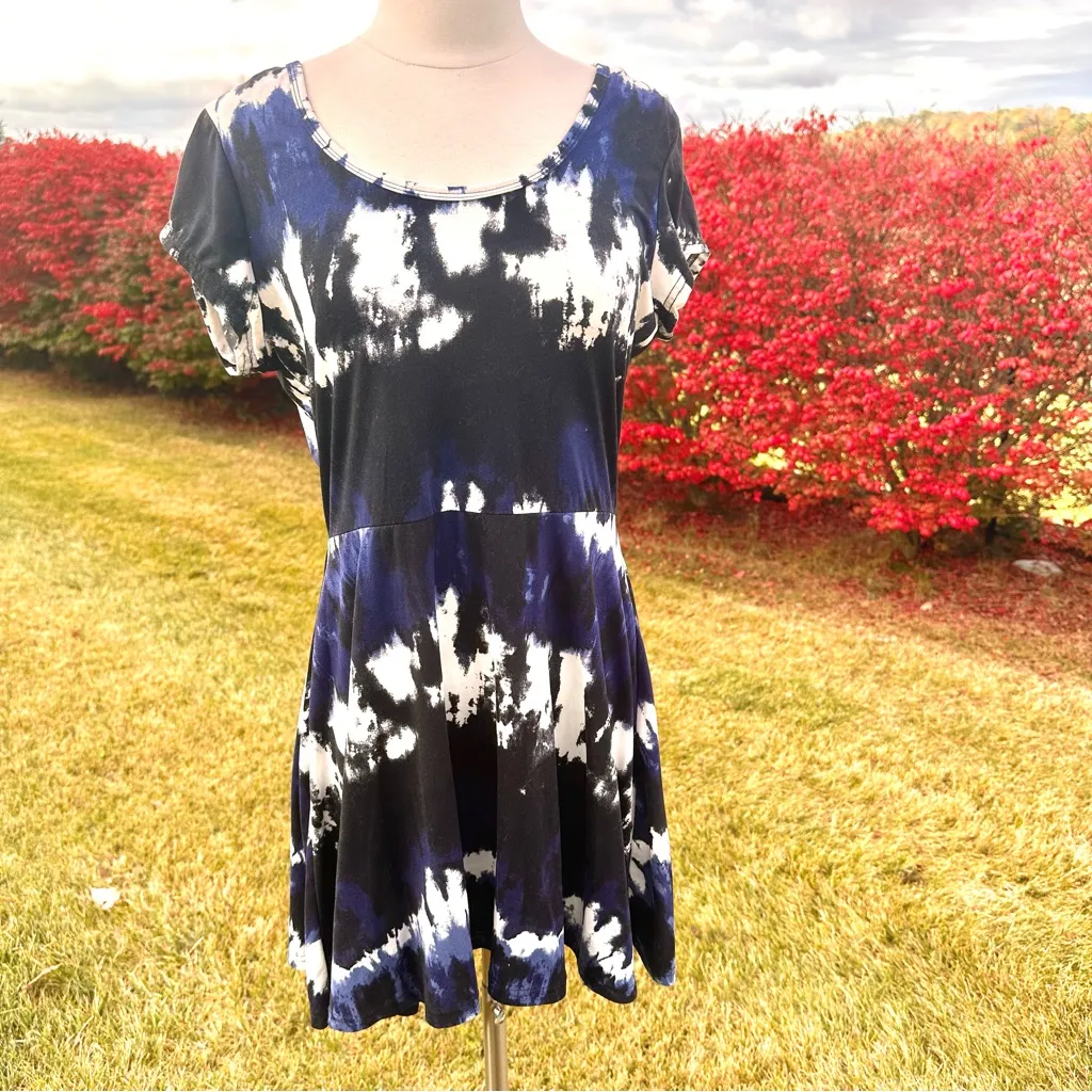 Bobbie Brooks tie dye mini skater dress with lattice back Blue Size M - Image 3