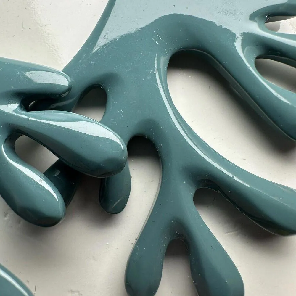 Katie Bartels Statement Blue Lacquer Coral Earrings Pierced Dangle Drop Earrings - Image 5