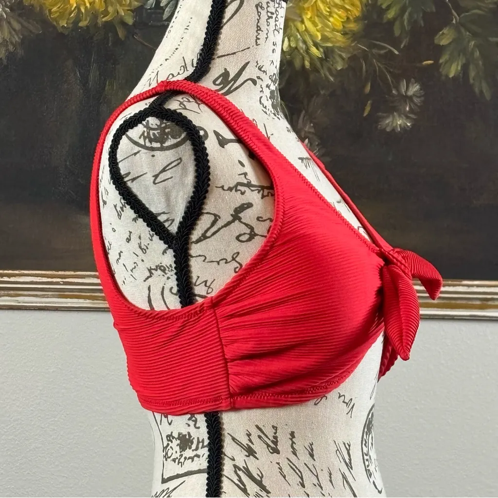 Cupshe Womens Size Large Red Ribbed Bikini Top NWT - Image 3