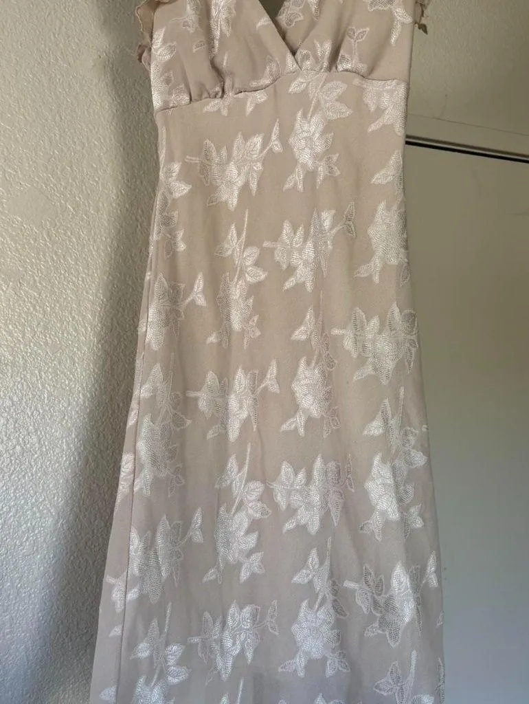 Vintage Cream Floral Dress - Image 3
