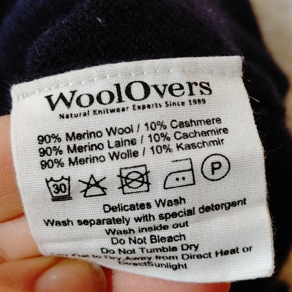 Wool Overs Size Extra Small XS Oversized Black Sweater Wool Cashmere V Neck - Image 6