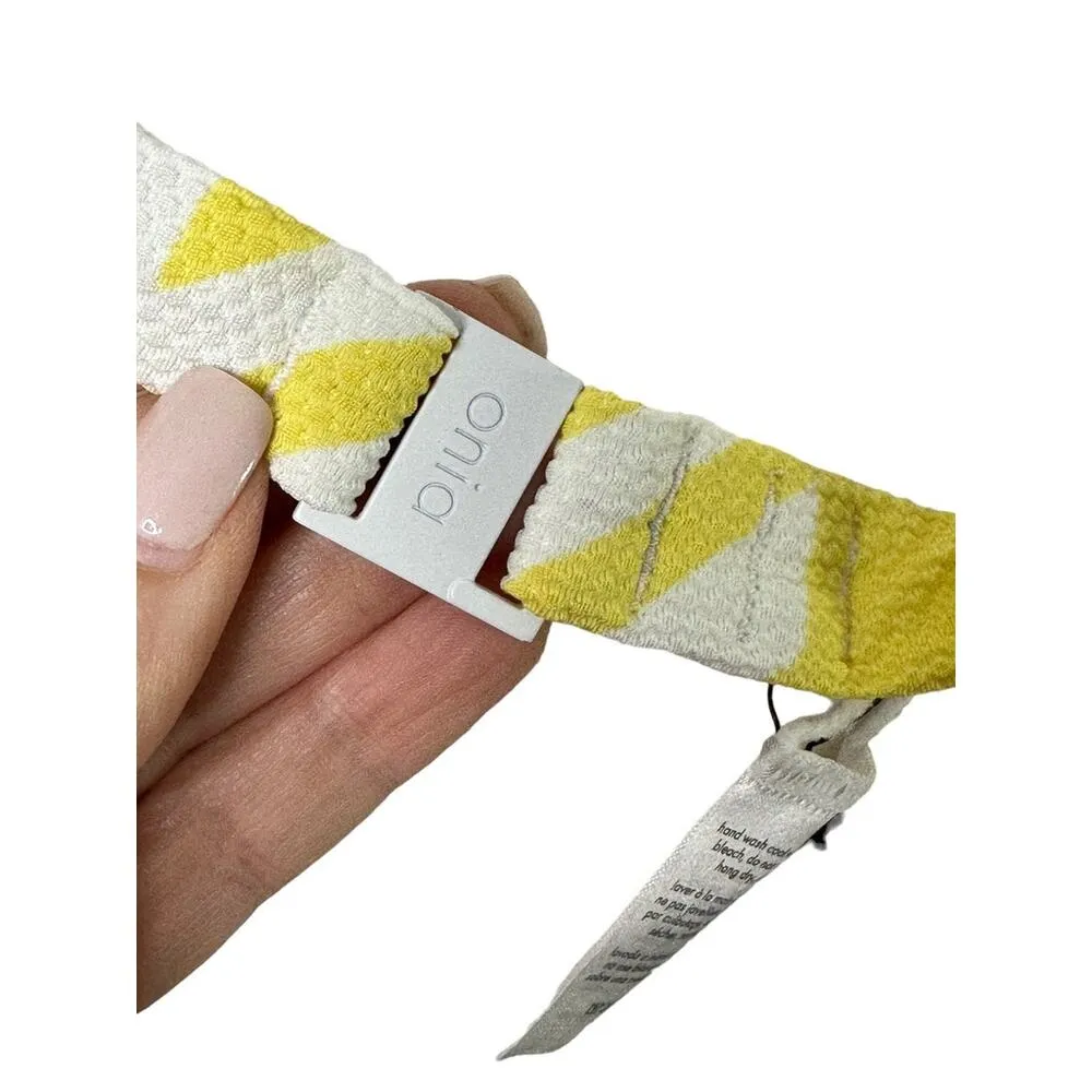 Onia Yellow Honey Houndstooth Johanna Bikini Bra Top Women's Large New $95 - Image 6