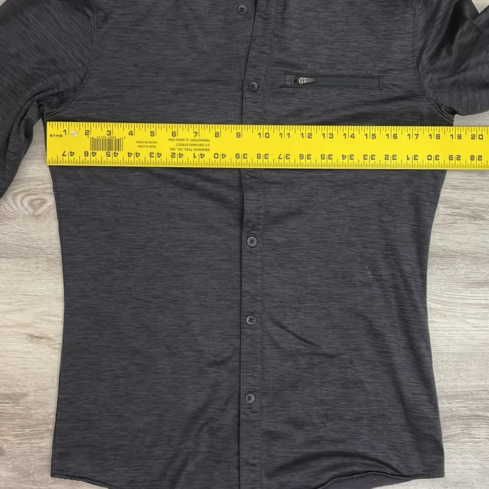 Heathered Black/Gray Button Front Collared Long Sleeve Shirt/Jacket XS - Image 11