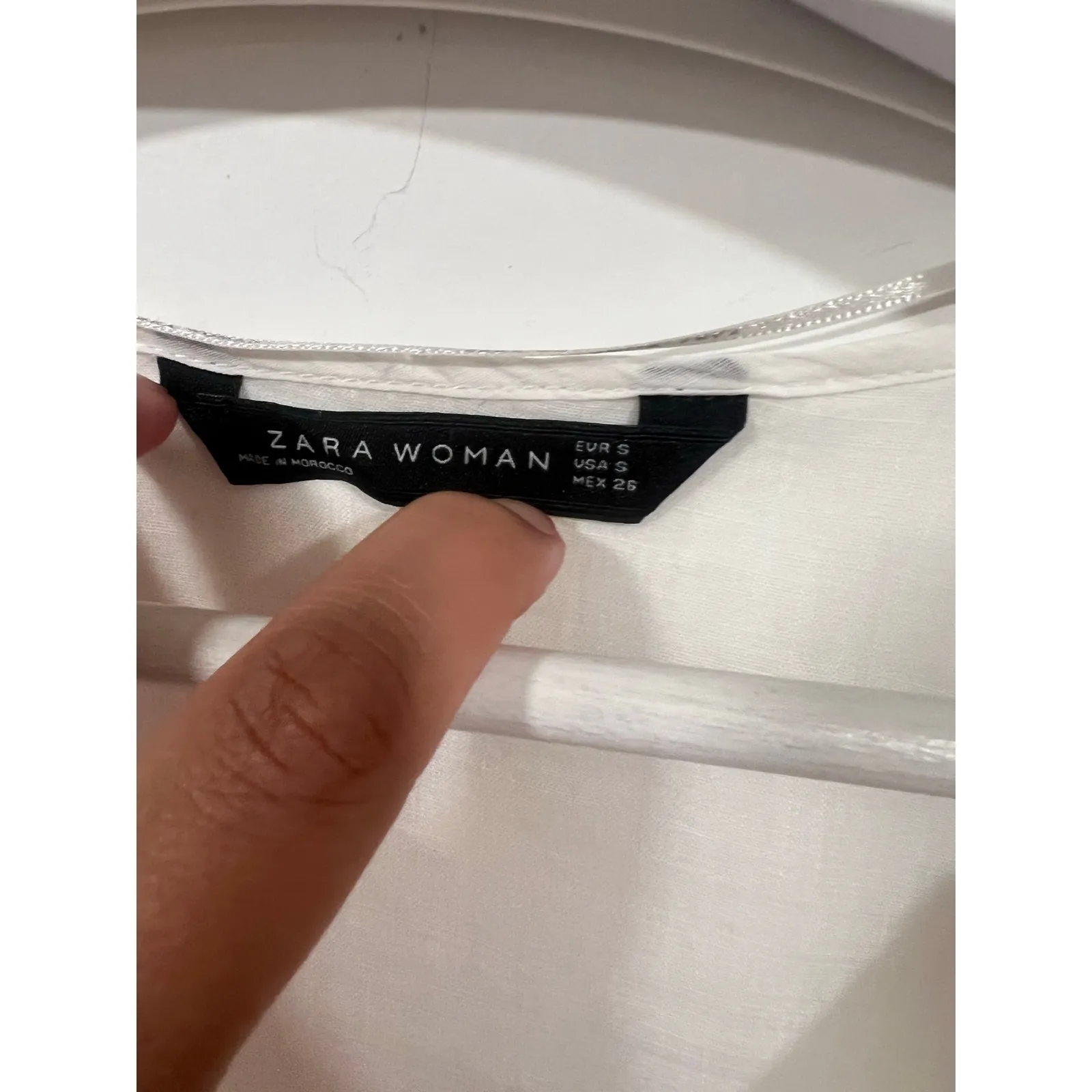 Zara Womens Oversized Sheer Boho Peasant Blouse Small Cream - Image 5