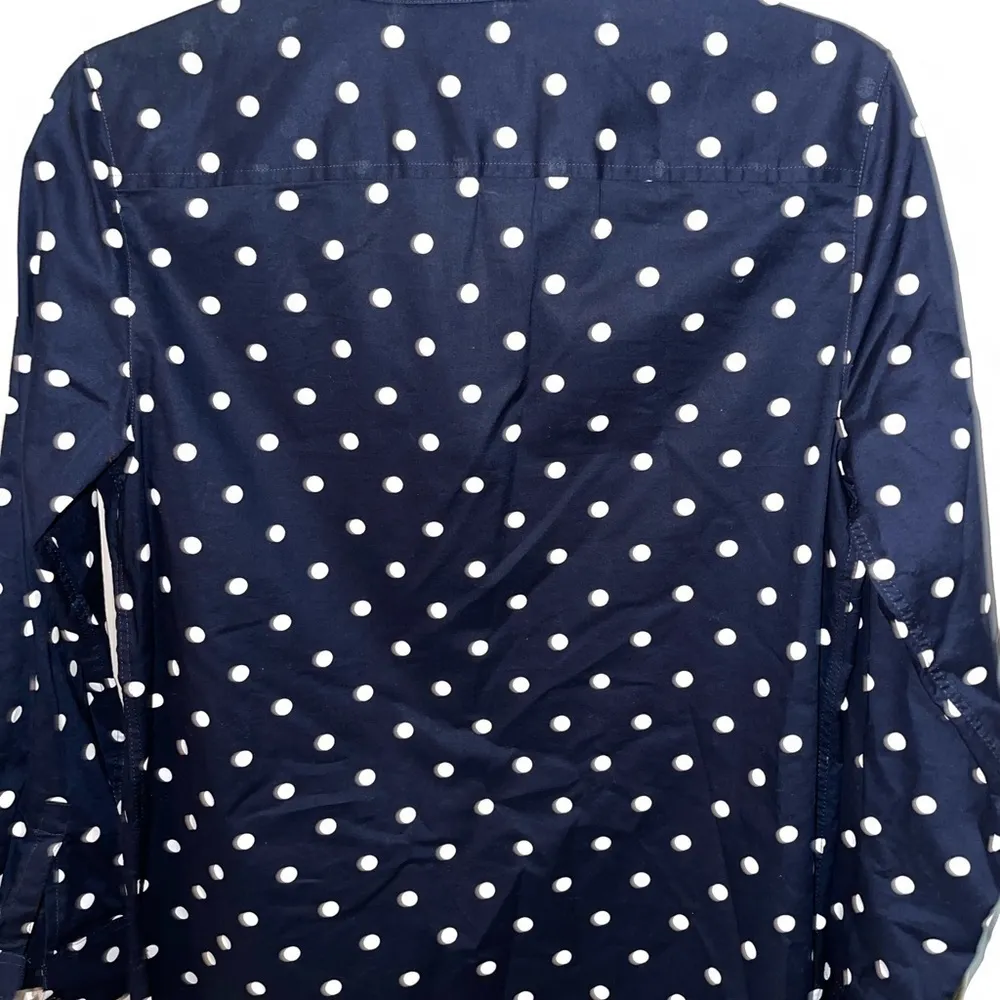Talbots Navy Polka Dot Long Sleeve Button Down - Image 6