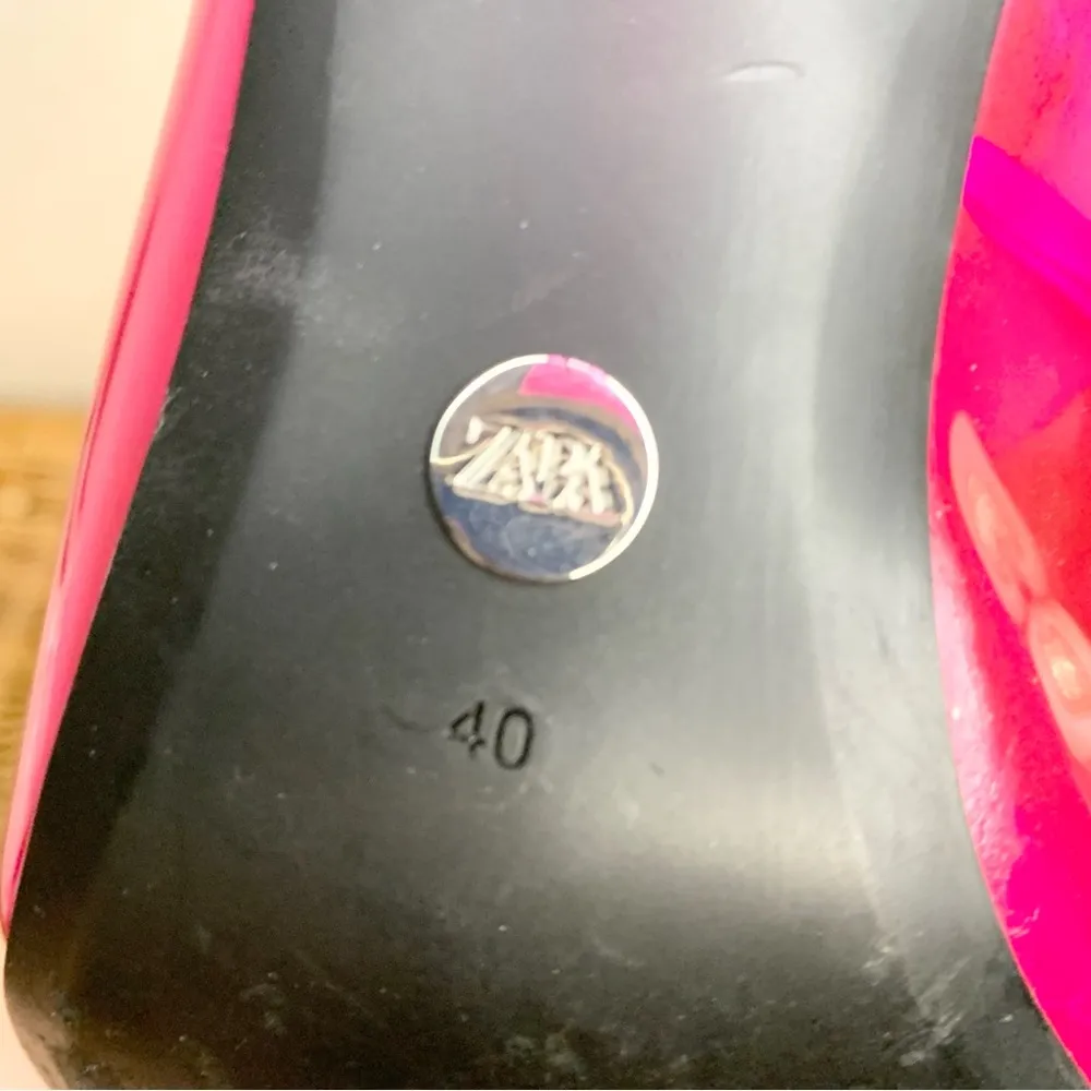 Zara Hot Pink Lucite Square Toe Mule Heel Size 40 - Image 9