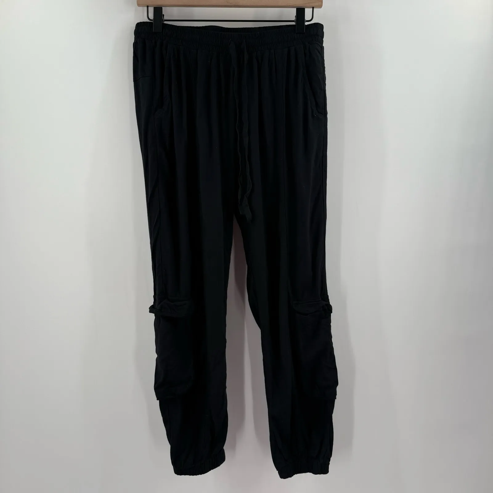 Johnny Was Pants SZ Extra Small Solid Black Cargo Jogger Pull On Boho Lagenlook - Image 10