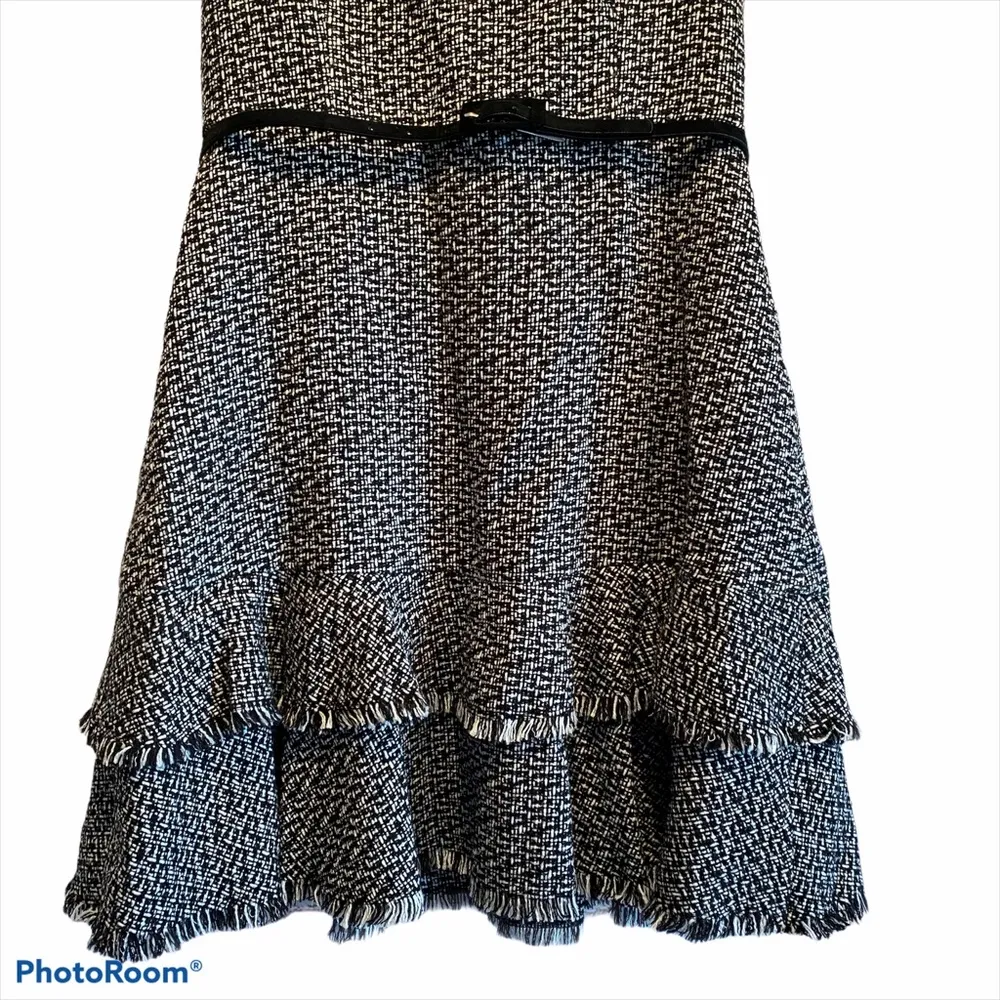 Eliza J sleeveless ruffle layered hem tweed dress - Image 4