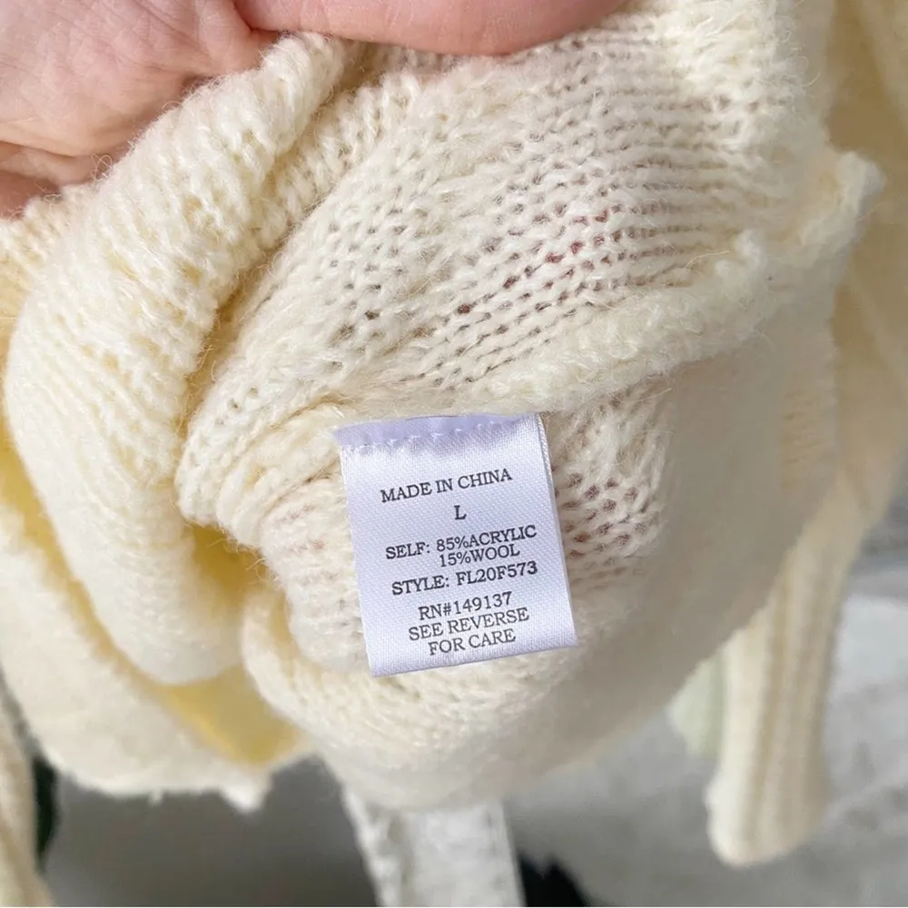 Vintage Textured Balloon Sleeve Knit Sweater Size L - Image 4