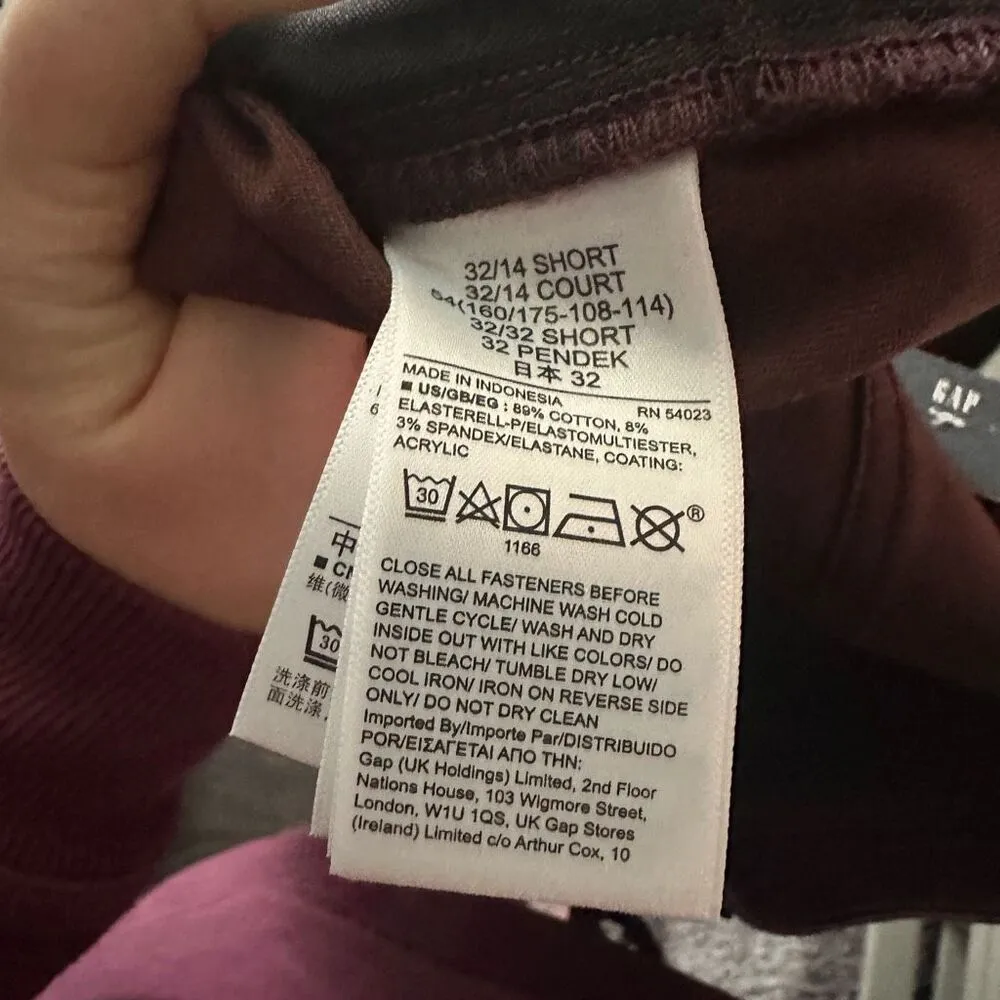 Gap Women’s 14 Short Maroon Vintage Slim Mid Rise Jeans Pants New - Image 6