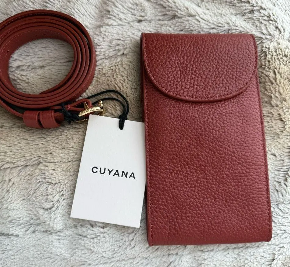 Cuyana Convertible Belt Bag in Rust Pebbled Leather Gold Hardware NEW Red - Image 4