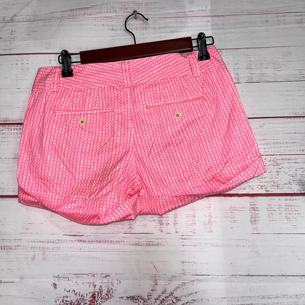 Lily Pulitzer Barclay Pink & White Plaid Cuffed Mid Rise Shorts | Women’s Size 0 - Image 2