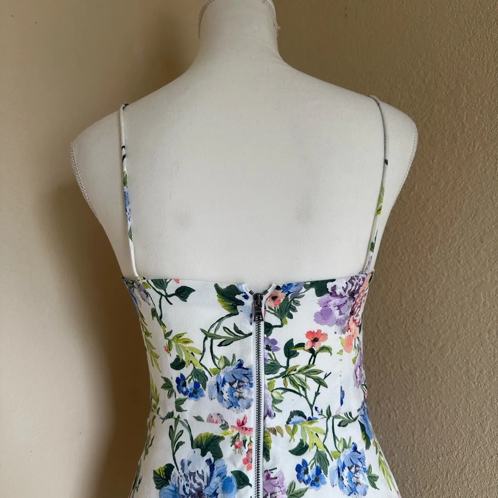 Alice + Olivia Trixie White Floral Coquette Mini Dress Sz 4 Sleeveless Party - Image 7