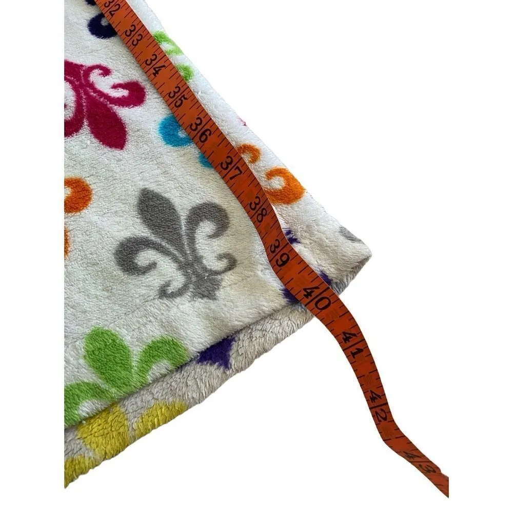 Fleur De Lis Fleece Pajama Pants Sleepwear Sleep Winter Fuzzy White - Image 10