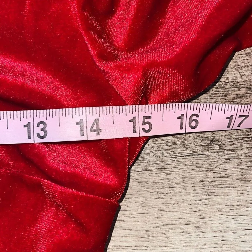 Rachel Parcell Puff Sleeve Peplum Skirt Midi Dress Red Velvet Size Small NWT‎ - Image 12