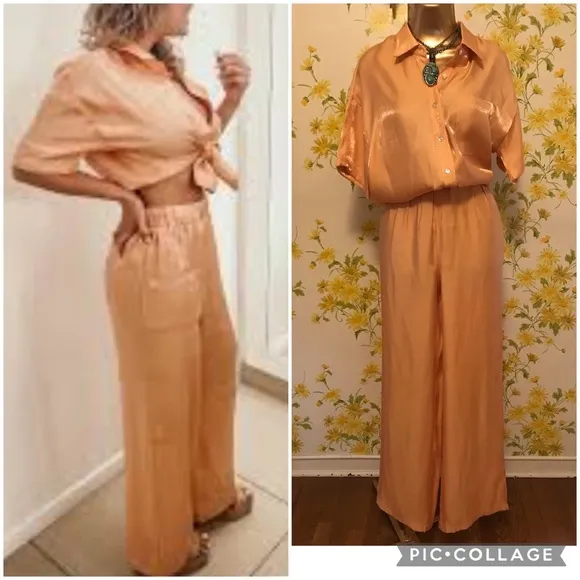 NWT playful two piece set melon/salmon size S - Image 2