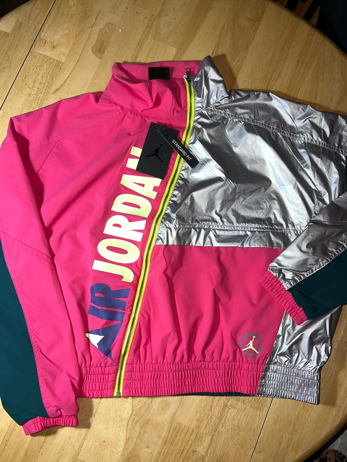 Med  Women’s Jordan Winter Utility Jacket Pink Teal Silver Bomber CW6497-674 - Image 10