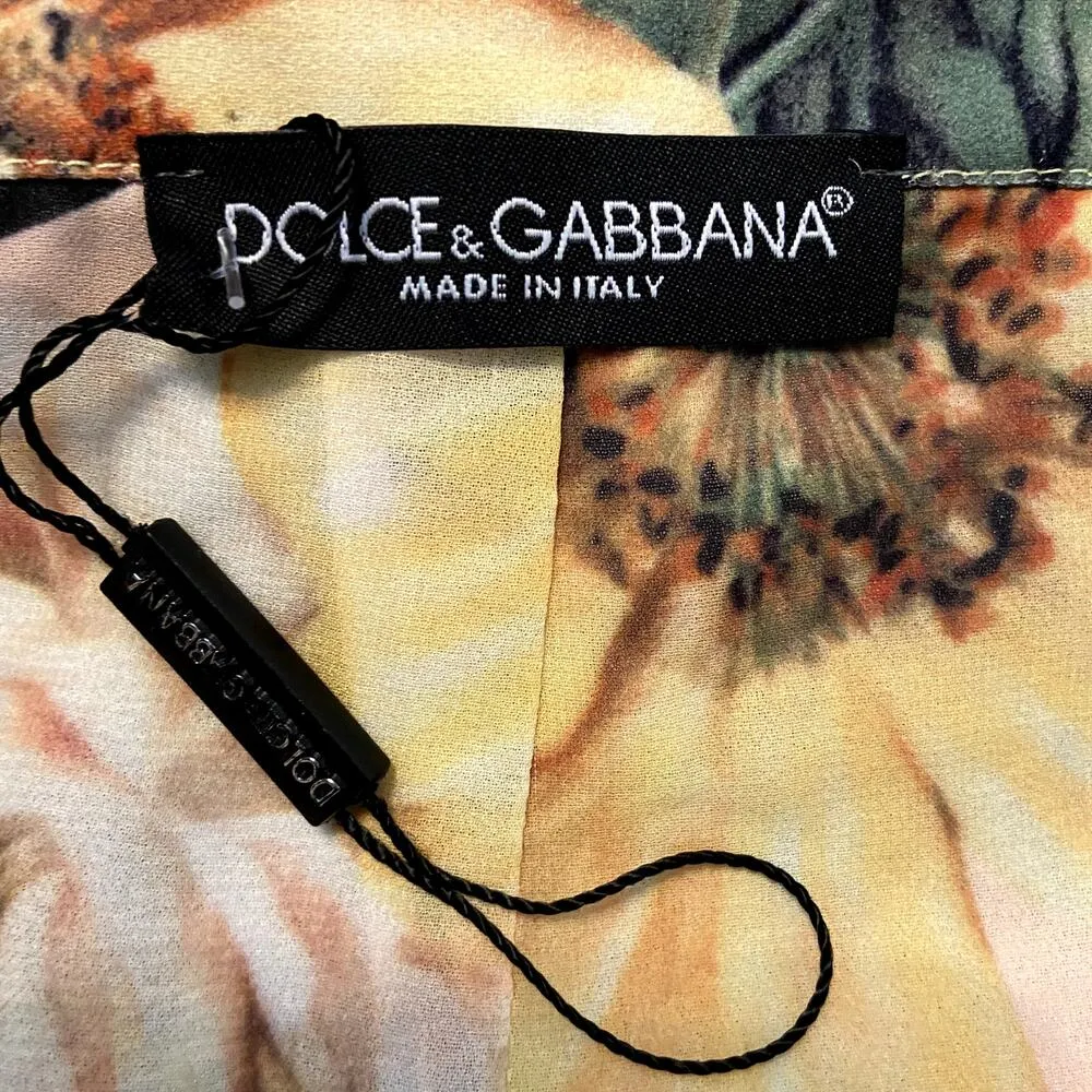 Dolce & Gabbana Camellia Print Silk Blend Charmeuse Pencil Skirt Floral NWOT L - Image 3