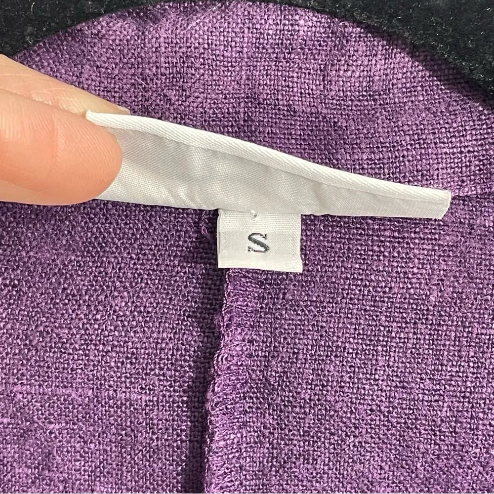 Bryn Walker Linen Purple Oversized‎ One Button Cardigan Jacket Tunic Size SMALL - Image 9