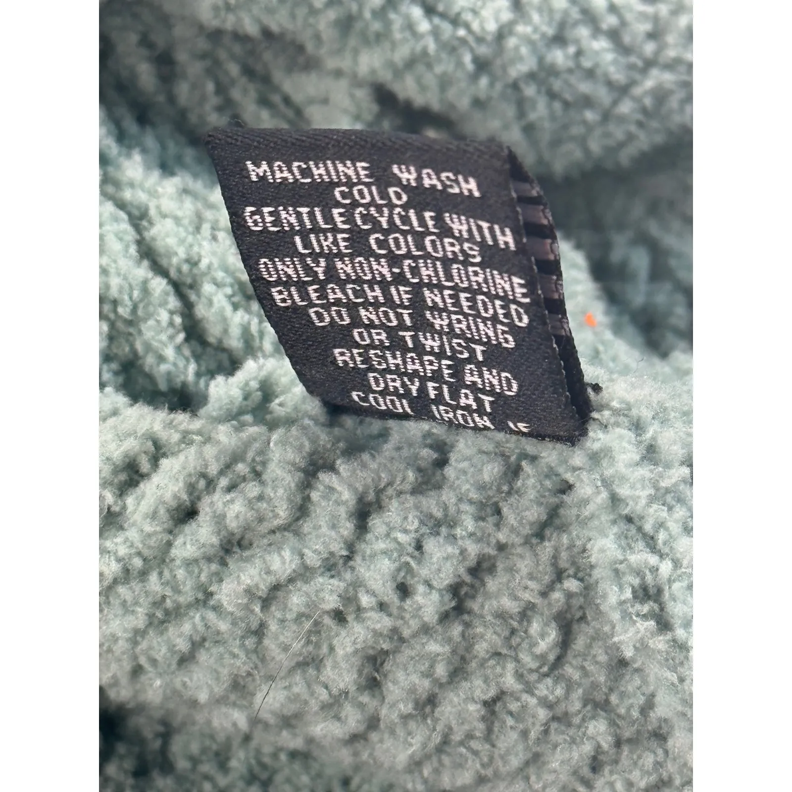 Moon & Madison Chunky Cable Knit Turtleneck Sweater Mint Green XS Bell Sleeve - Image 6