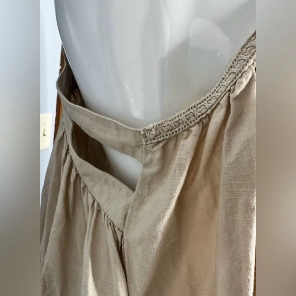 FREE PEOPLE Batiste Kashmir Embroidered Biscotti Strappy Tent Dress Size Small - Image 8