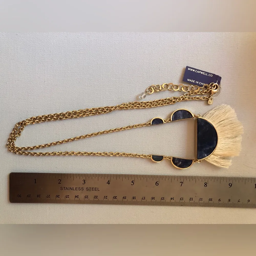 fringe blue stone silver chain necklace Capwell brand - Image 4