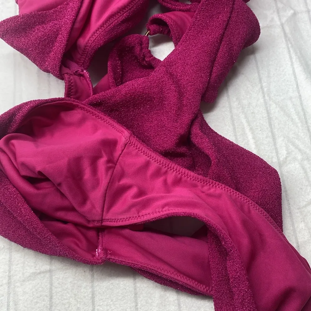 VICTORIA'S SECRET‎ SWIM Shimmer Cut-Out Bandeau One-Piece Swimsuit Size Small - Image 13