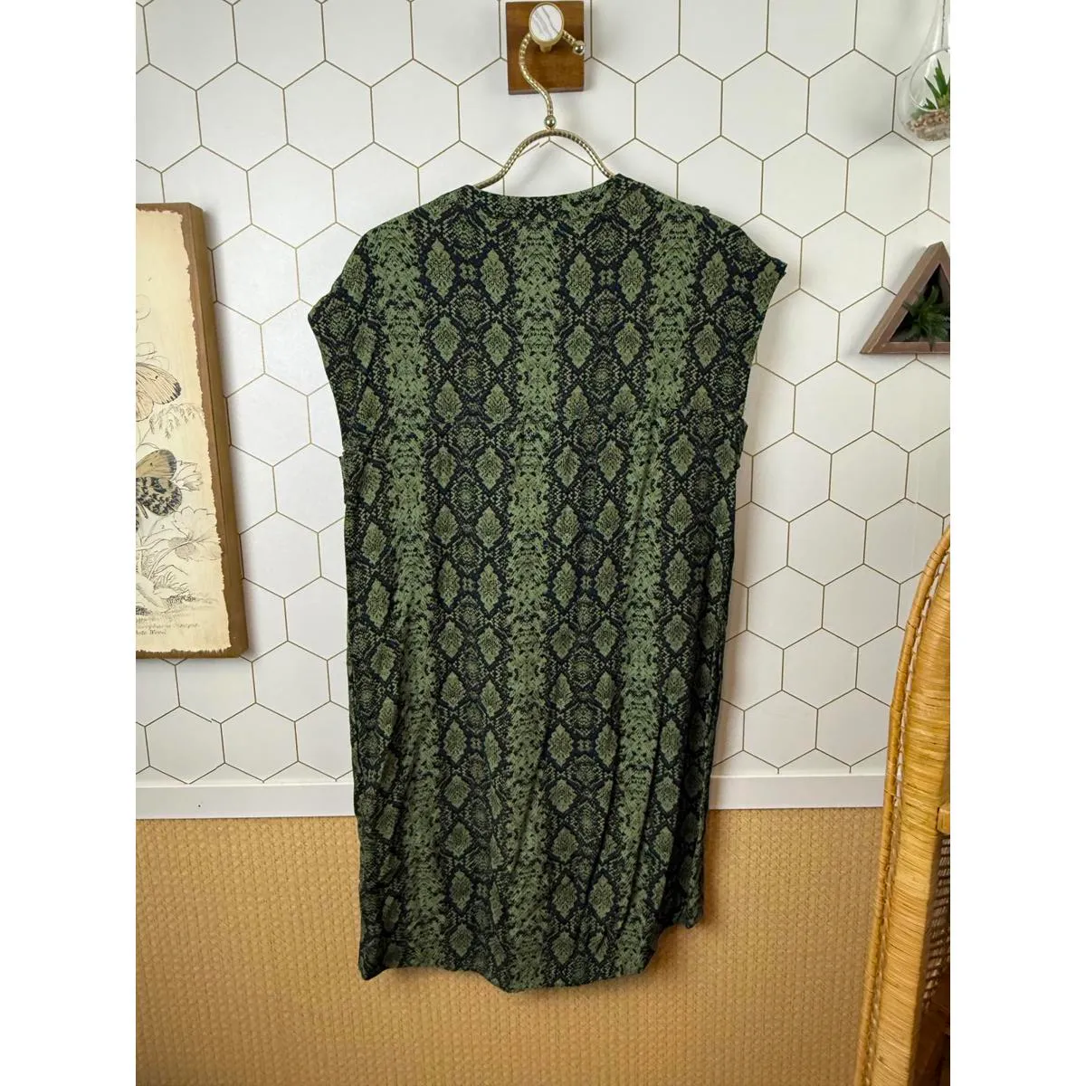 Anthropologie Green Snakeskin Rachel Sleeveless Dress - Size - XS - Image 3