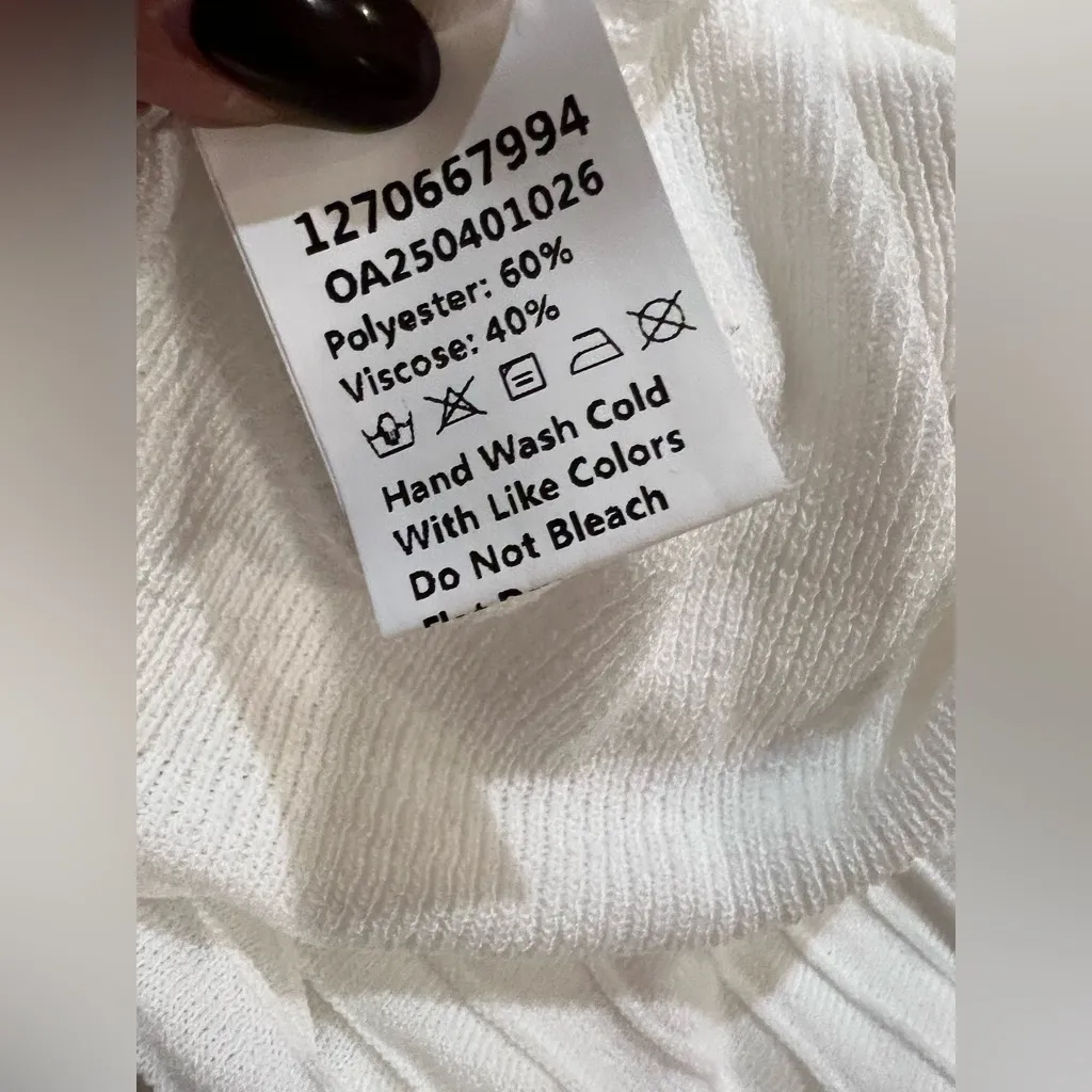 Commense White Sleeveless Knit Eyelet Pleated Maxi Dress Size Large NWT - Image 9