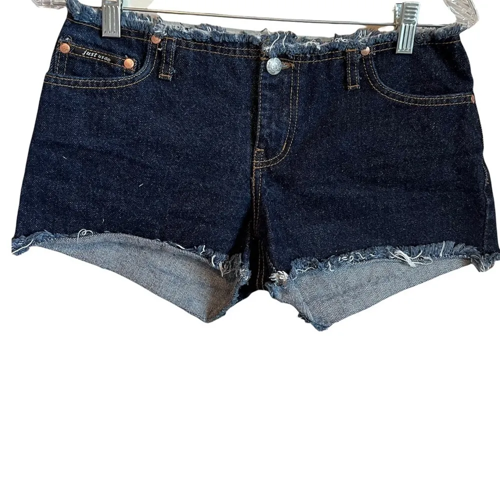 Just USA Y2K No Waist Raw Hem Denim Shorts - Image 2