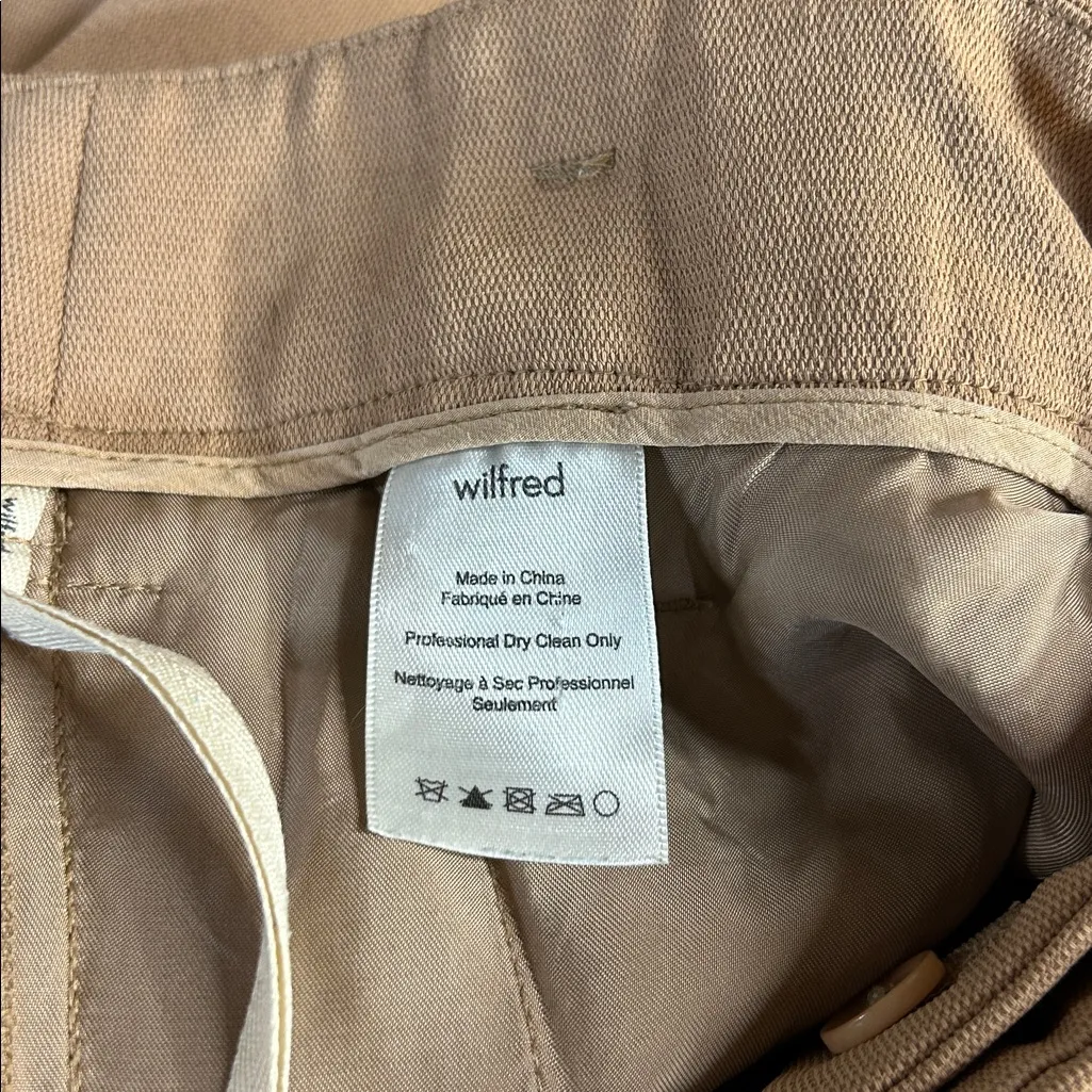 Aritzia Wilfred Musseaux Pant Size 2 Belted Asymmetrical Trouser Crepe Tan Biege - Image 5