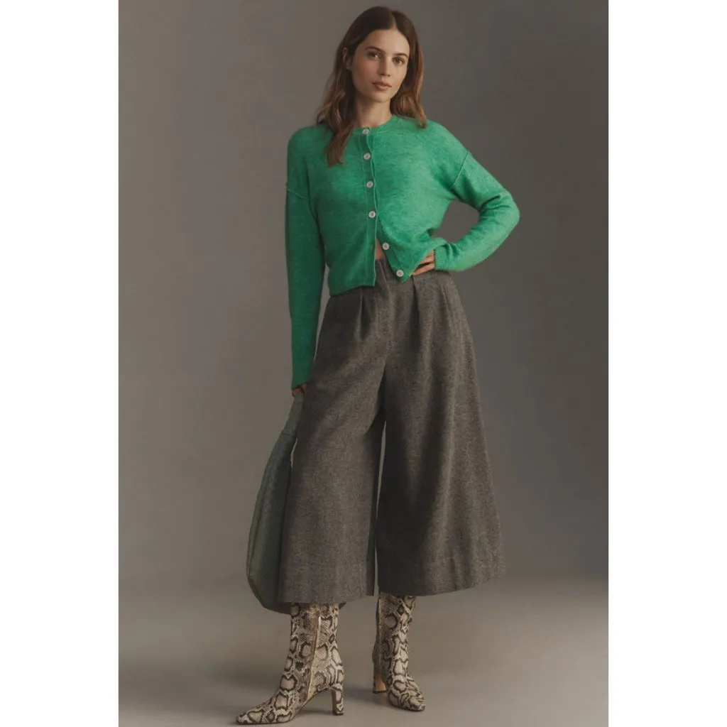 By Anthropologie Crew-Neck Cardigan Sweater in Green Size X-Small - Image 8