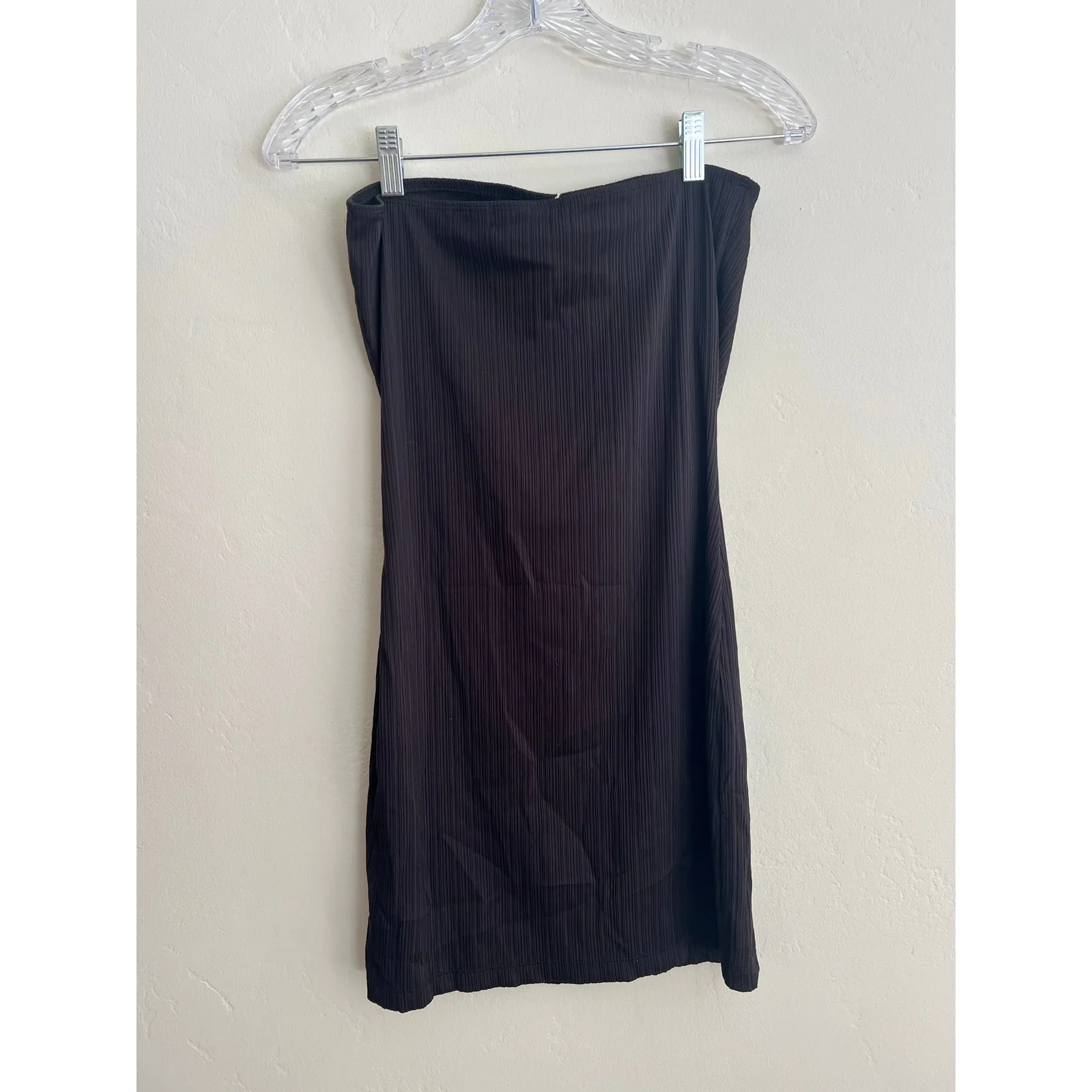 New with Tags Frankies Bikinis Black Palmer Plissé Strapless Dress Size: Large - Image 5