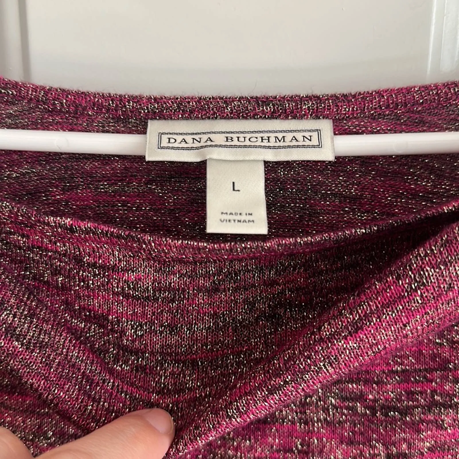 Dana Buchman‎ Women’s Lightweight Sweater 3/4 Sleeve Cowl Neck Sparkle L - Image 4