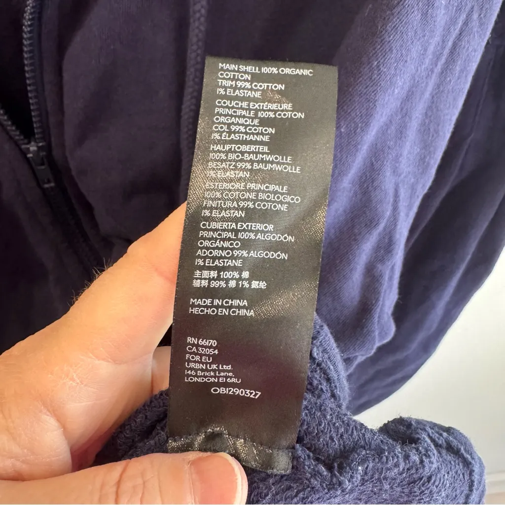 Anthropologie Maeve Cary Darted Zip-Up Hoodie Navy XL - Image 7